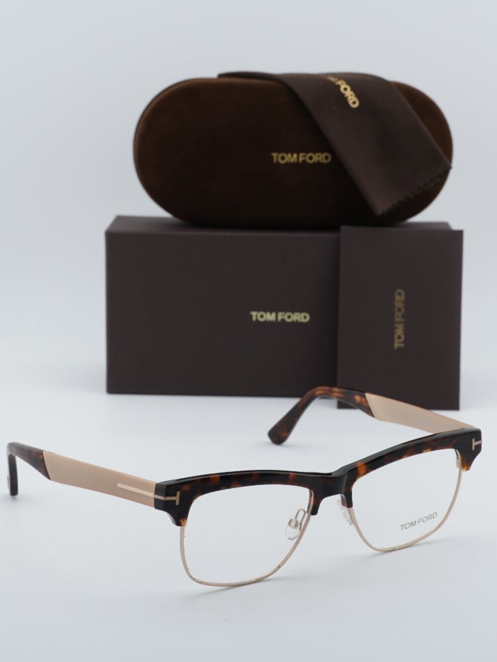 Tom Ford FT5371 052 Rectangle Eyeglasses 53mm - Havana/Gold